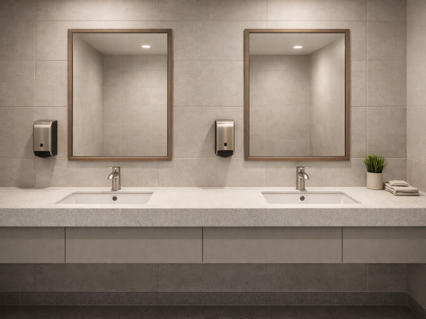 LEED-certified stadium retrofit in North America featuring touchless faucets